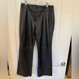 Luciano Dante women’s black 100% leather high waisted hi rise pants size 8